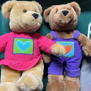 Vintage Hallmark Kissing Teddy Bears Heart Magnetic Nose 10" Stuffed Plush Toys